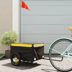 vidaXL Fietstrailer 30 kg ijzer zwart en geel