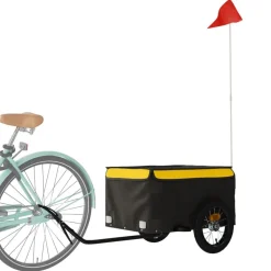 vidaXL Fietstrailer 30 kg ijzer zwart en geel