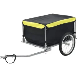 vidaXL Fietstrailer 65 kg zwart en geel