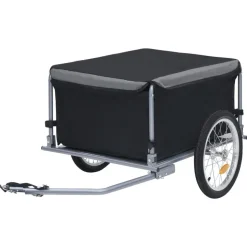 vidaXL Fietstrailer 65 kg zwart en grijs