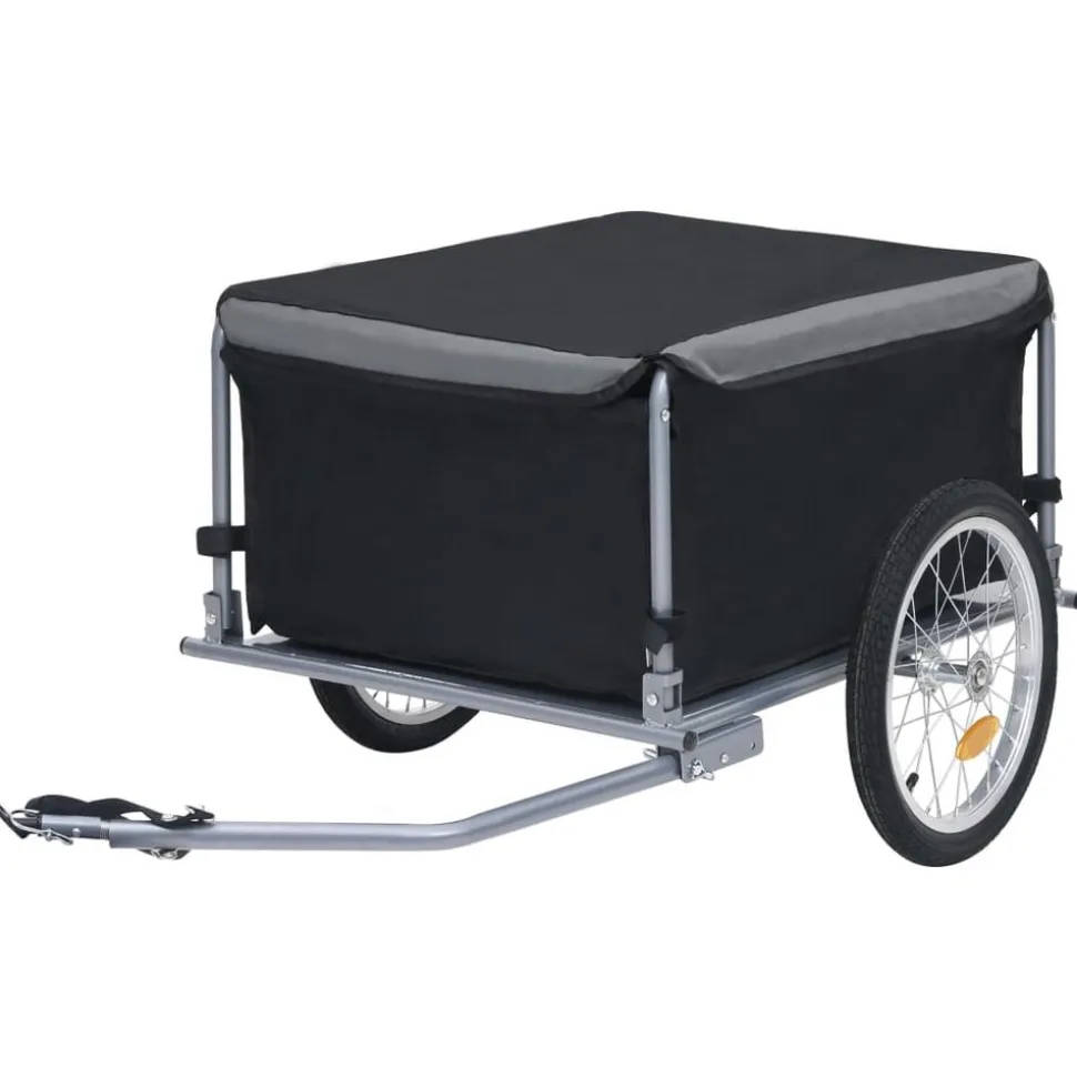 vidaXL Fietstrailer 65 kg zwart en grijs