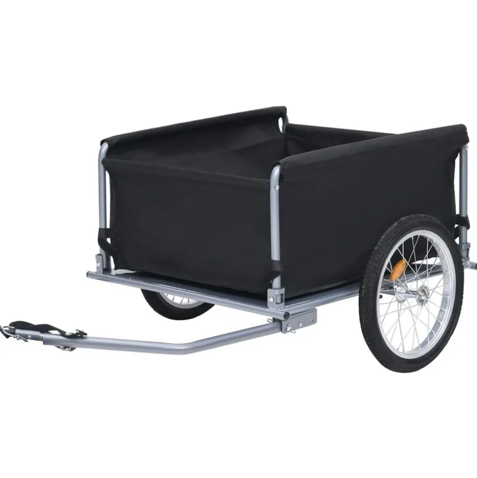 vidaXL Fietstrailer 65 kg zwart en grijs