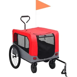 vidaXL Fietstrailer en hondenwagen 2-in-1 rood en grijs