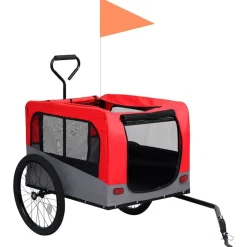 vidaXL Fietstrailer en hondenwagen 2-in-1 rood en grijs