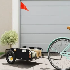 vidaXL Fietstrailer oxford stof en ijzer zwart