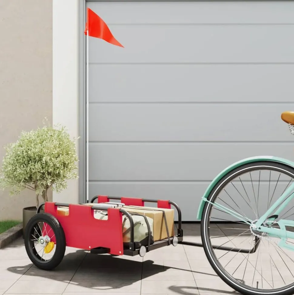vidaXL Fietstrailer oxford stof en ijzer rood