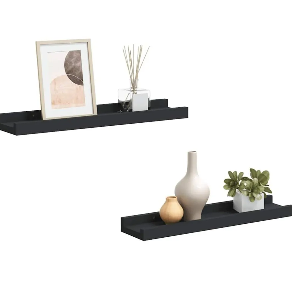 vidaXL Fotoplanken 2 st 40x9x3 cm MDF zwart