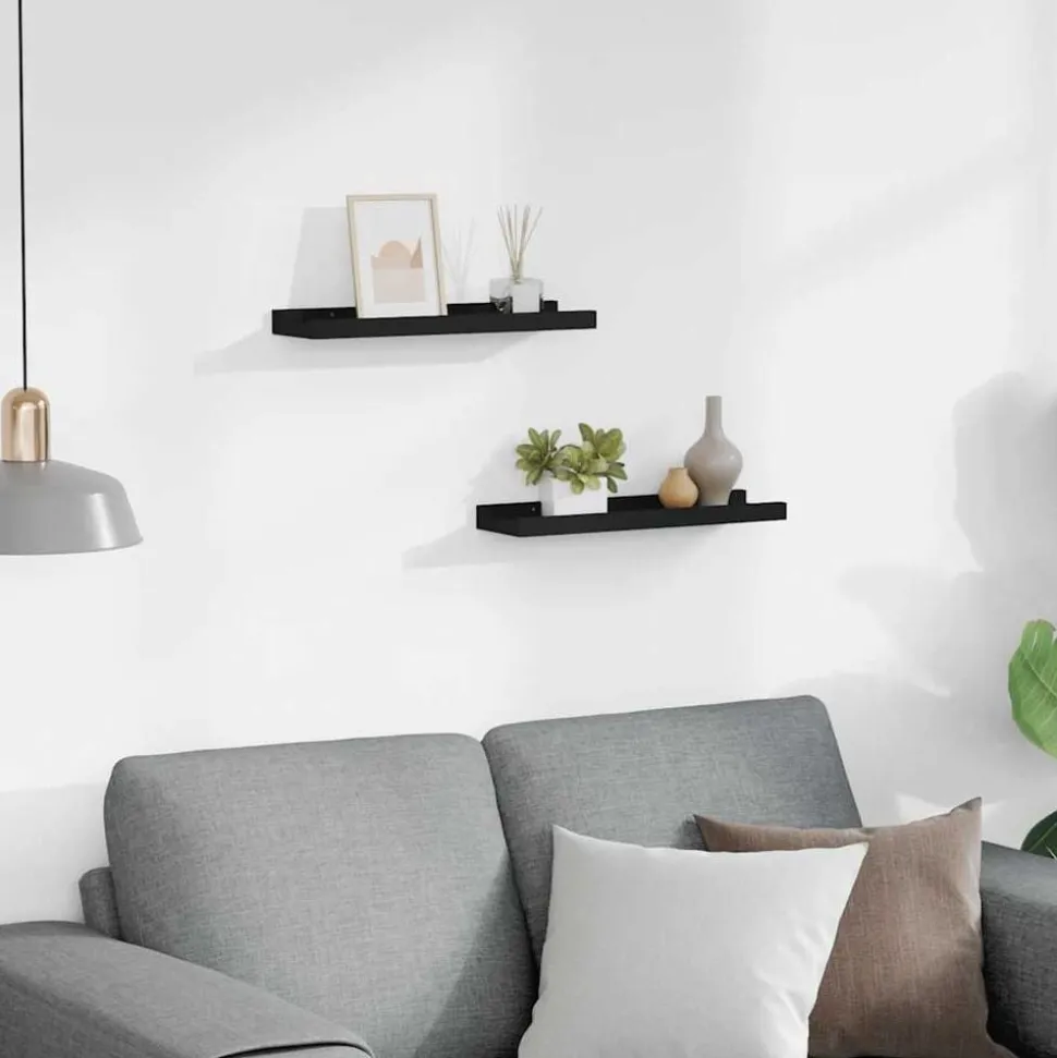 vidaXL Fotoplanken 2 st 40x9x3 cm MDF zwart