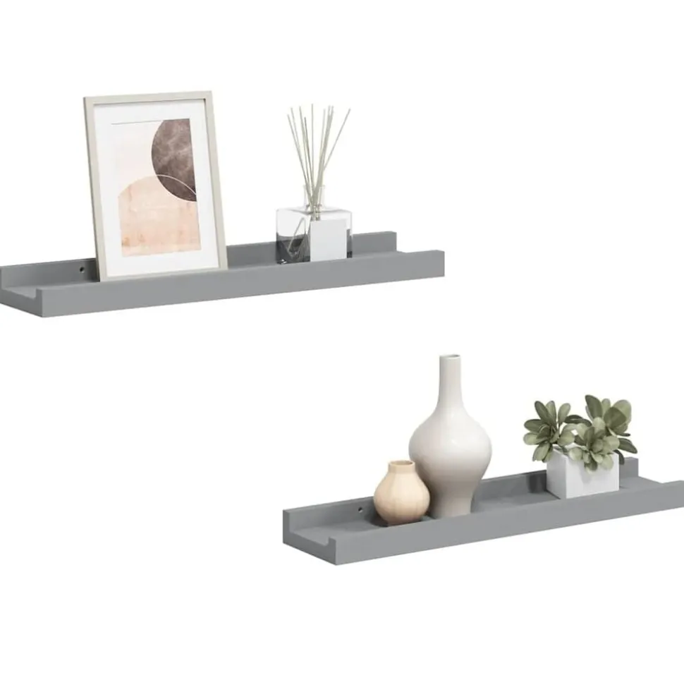 vidaXL Fotoplanken 2 st 40x9x3 cm MDF grijs