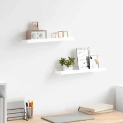 vidaXL Fotoplanken 2 st 40x9x3 cm MDF wit
