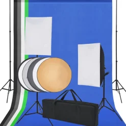 vidaXL Fotostudio set met 5 gekleurde achtergronden & 2 softboxen