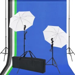 vidaXL Fotostudio set met 5 gekleurde achtergronden & 2 paraplu's