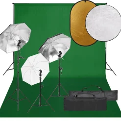 vidaXL Fotostudioset met verlichtingsset, achtergrond en reflector