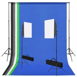 vidaXL Fotostudioset met softboxlampen en achtergronden