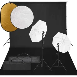 vidaXL Fotostudioset met verlichtingsset, achtergrond en reflector