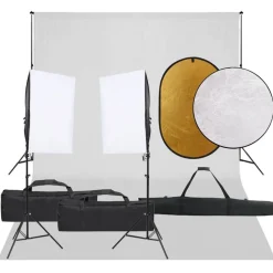 vidaXL Fotostudioset met verlichtingsset, achtergrond en reflector