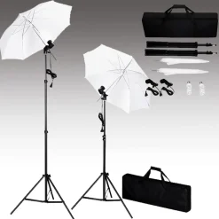vidaXL Fotostudioset met achtergrond, lampen en paraplu's