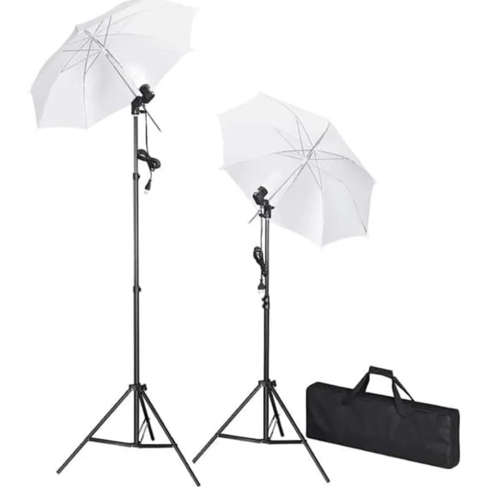 vidaXL Fotostudioset met achtergrond, lampen en paraplu's