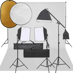 vidaXL Fotostudioset met verlichtingsset, achtergrond en reflector