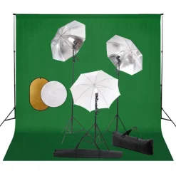 vidaXL Fotostudioset met lampen, paraplu's, achtergrond en reflector