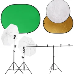 vidaXL Fotostudioset met lichtset, achtergrondscherm en reflector