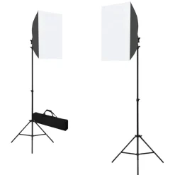 vidaXL Fotostudioset met softboxlampen en achtergrond