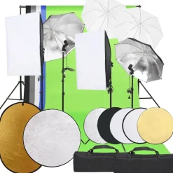 vidaXL Fotostudioset met verlichtingsset, achtergrond en reflector