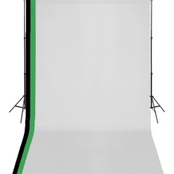 vidaXL Fotostudioset met 3 katoenen achtergronden en frame 3x5 m
