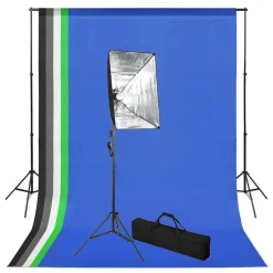 vidaXL Fotostudioset met achtergrond en softboxlamp