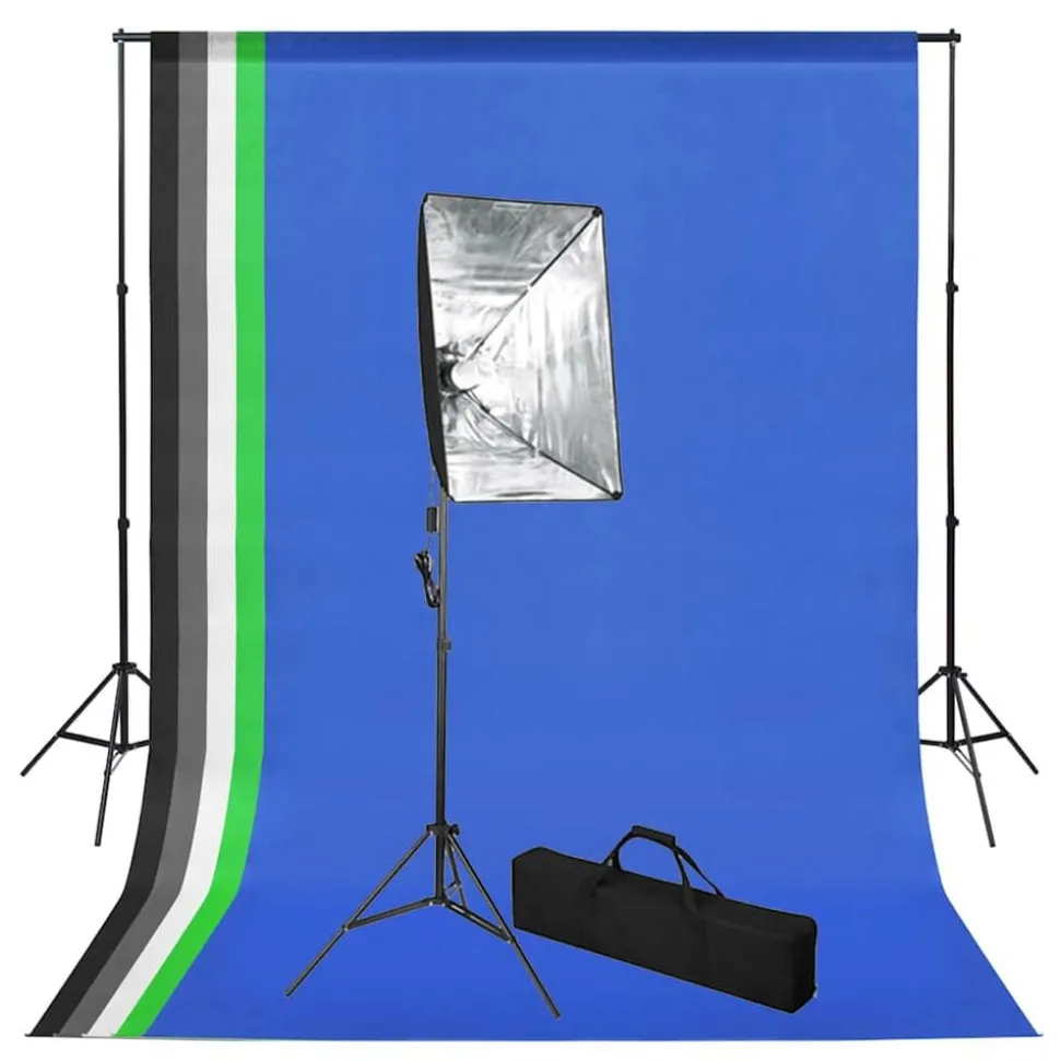 vidaXL Fotostudioset met achtergrond en softboxlamp