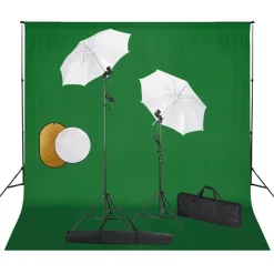 vidaXL Fotostudioset met lampen, paraplu's, achtergrond en reflector
