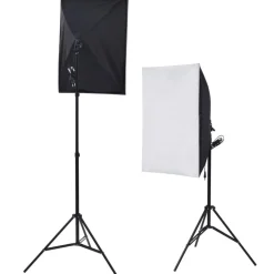 vidaXL Fotostudioset met softboxlampen, achtergrond en reflector