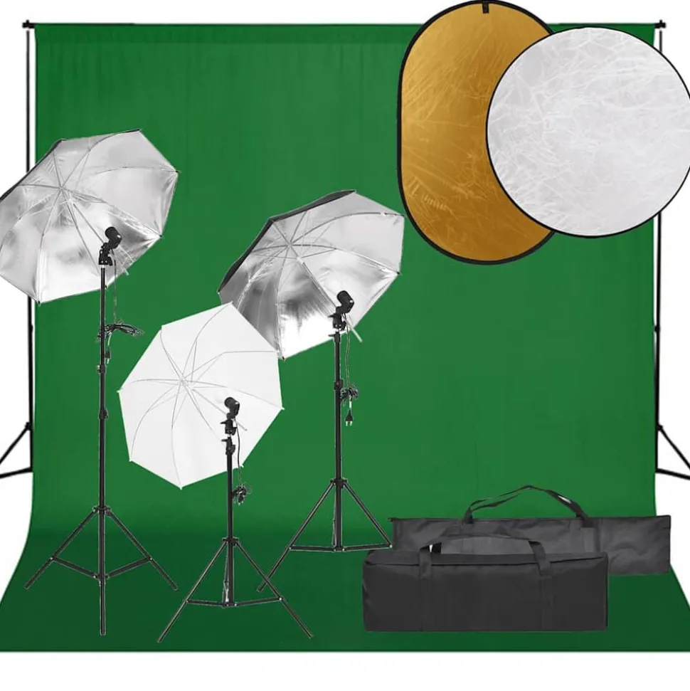 vidaXL Fotostudioset met verlichtingsset, achtergrond en reflector