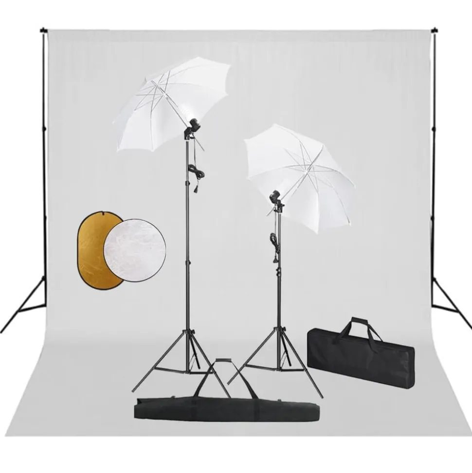 vidaXL Fotostudioset met lampen, paraplu's, achtergrond en reflector