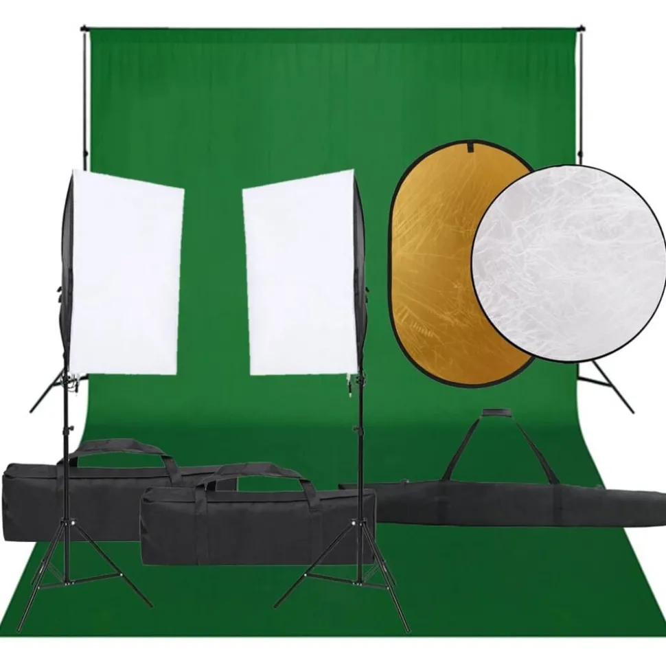 vidaXL Fotostudioset met verlichtingsset, achtergrond en reflector