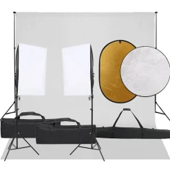 vidaXL Fotostudioset met verlichtingsset, achtergrond en reflector