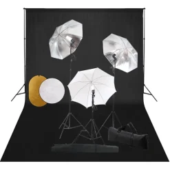 vidaXL Fotostudioset met lampen, paraplu's, achtergrond en reflector