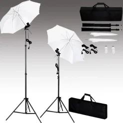 vidaXL Fotostudioset met achtergrond, lampen en paraplu's