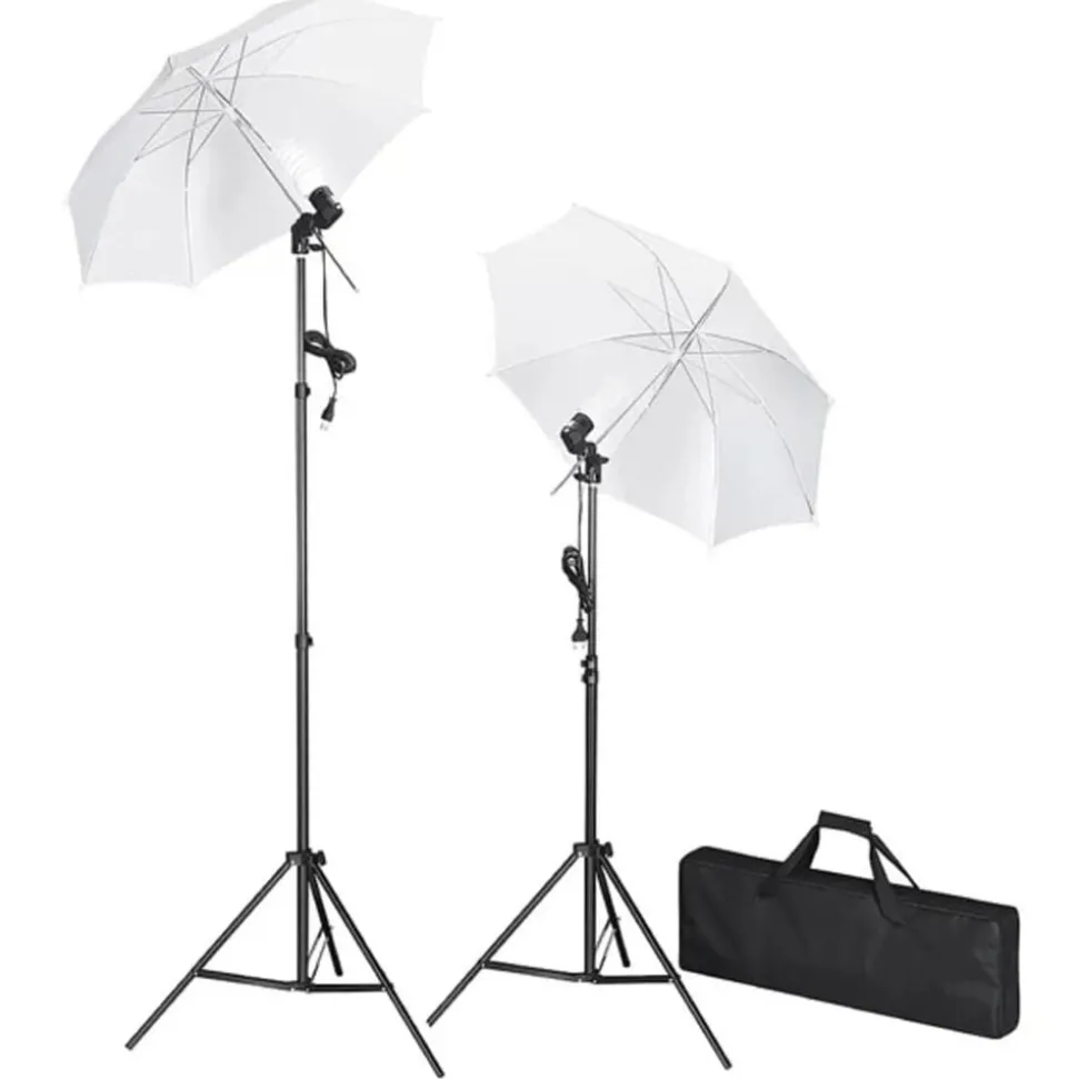 vidaXL Fotostudioset met achtergrond, lampen en paraplu's