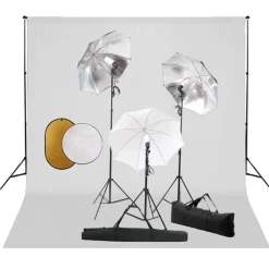 vidaXL Fotostudioset met lampen, paraplu's, achtergrond en reflector