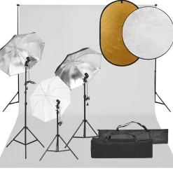 vidaXL Fotostudioset met verlichtingsset, achtergrond en reflector