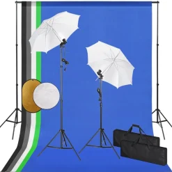 vidaXL Fotostudioset met lampen, paraplu's, achtergrond en reflector