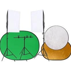vidaXL Fotostudioset met lichtset, achtergrondscherm en reflector