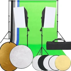 vidaXL Fotostudioset met verlichtingsset, achtergrond en reflector
