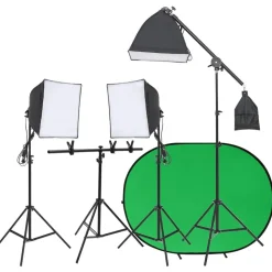 vidaXL Fotostudioset met verlichtingsset en achtergrondscherm
