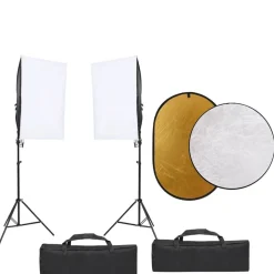 vidaXL Fotostudioset met verlichtingsset, achtergrond en reflector