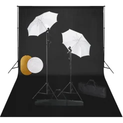 vidaXL Fotostudioset met lampen, paraplu's, achtergrond en reflector