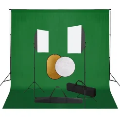 vidaXL Fotostudioset met softboxlampen, achtergrond en reflector