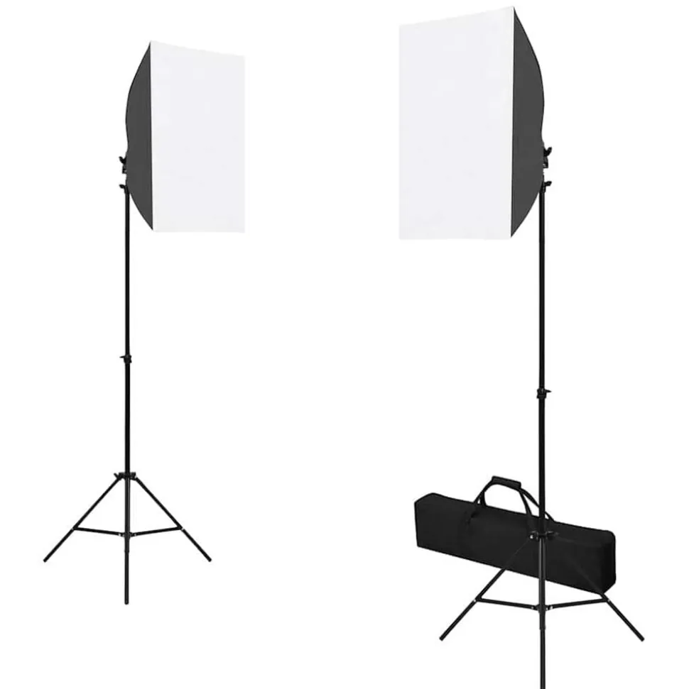 vidaXL Fotostudioset met softboxlampen, achtergrond en reflector