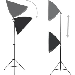 vidaXL Fotostudioset met softboxlampen, achtergrond en reflector